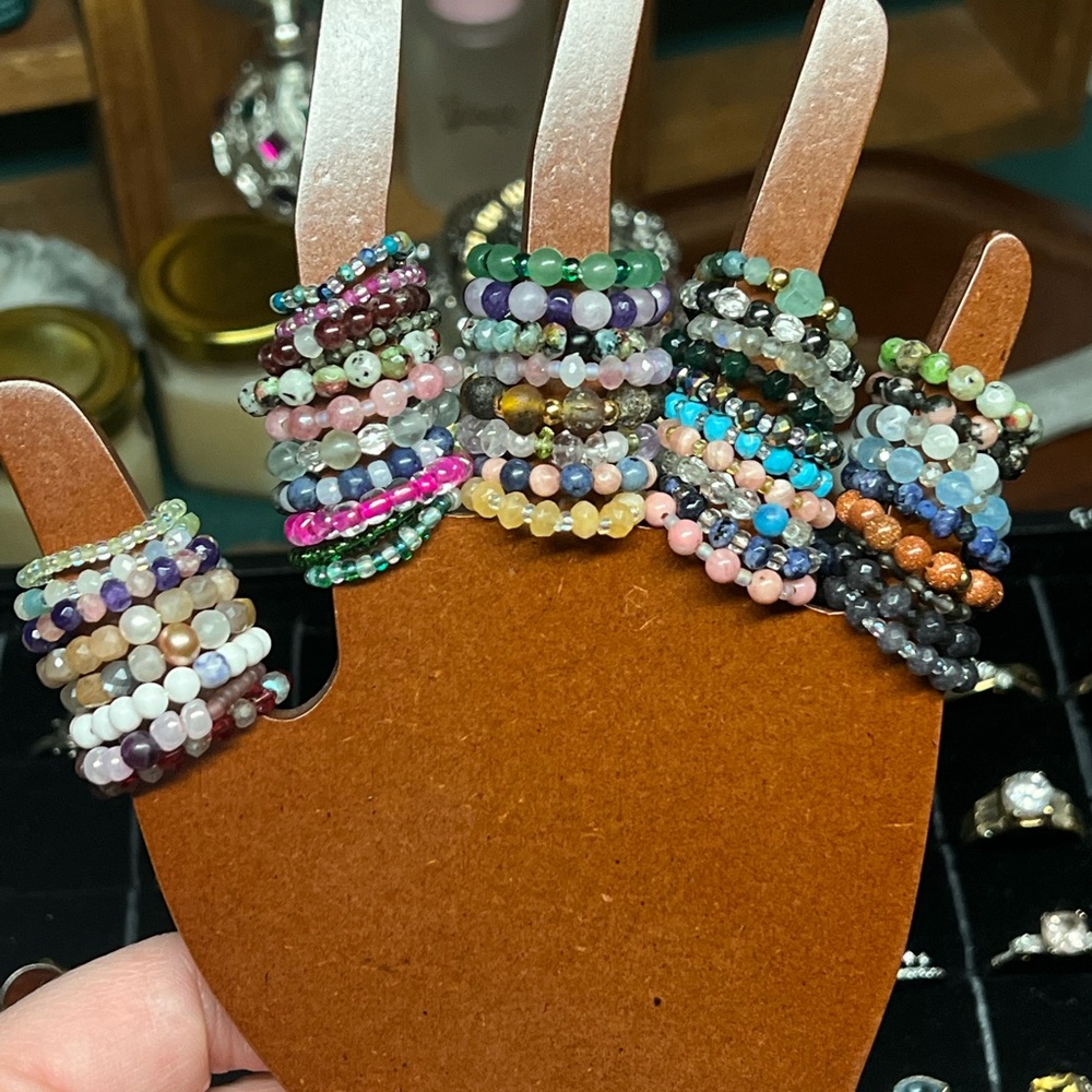 Stone Beaded Stretchy Rings🫶🏼GoldenHealingApothecary